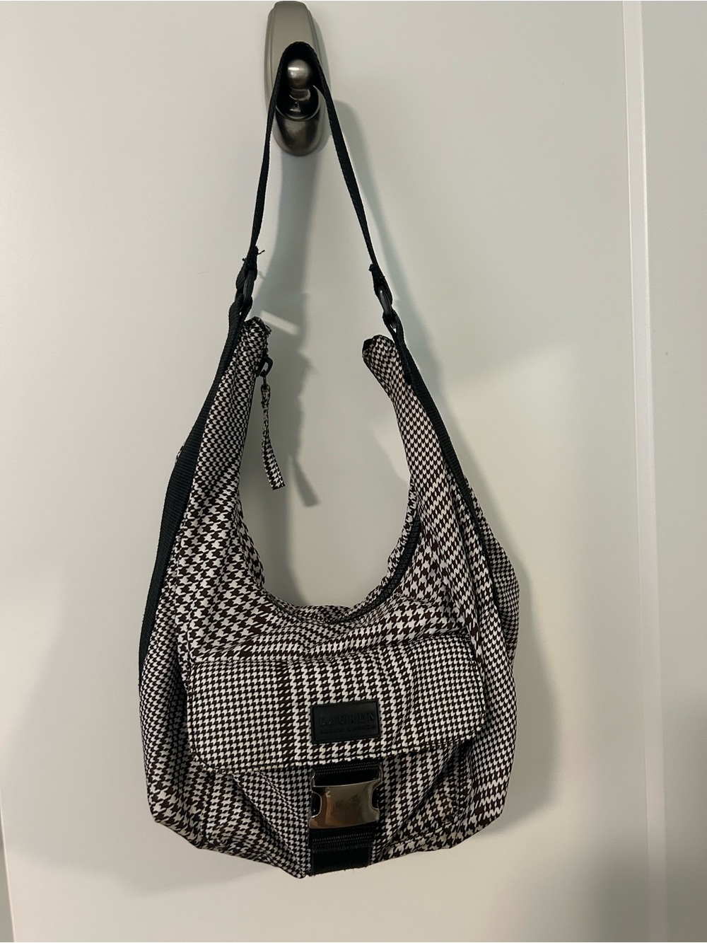 Lauren Ralph Lauren Y2K Houndstooth Shoulder/Hobo Bag